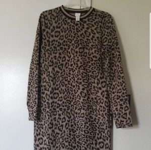 Metallic leapord print long dress S/M